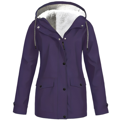 Wasserdichte Damen Regenjacke Fleece gefüttert