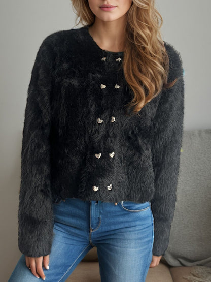 Luxus Cardigan Faux Pelz Weich Elegent