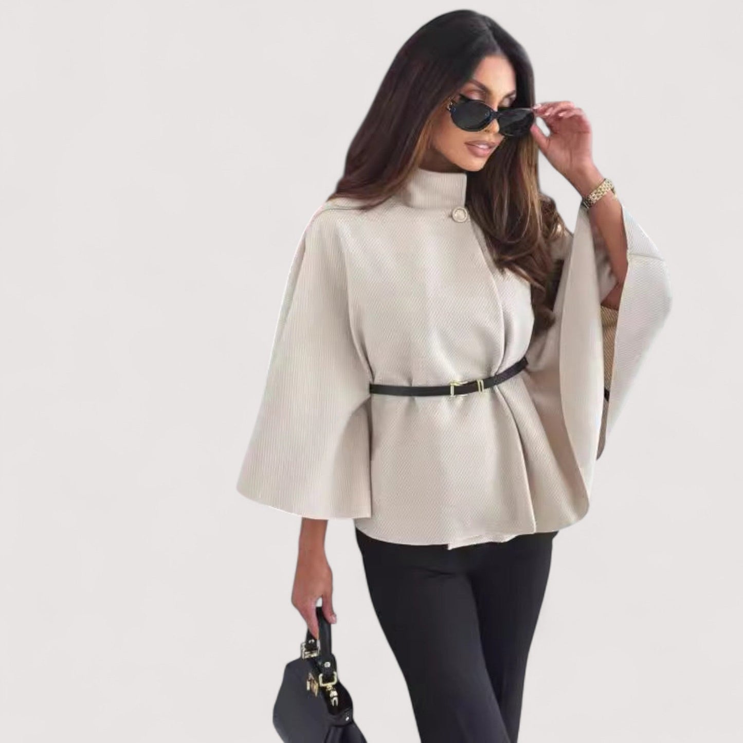 Elegante Frauenjacke Schmetterlingsmuster Mit Gürtel