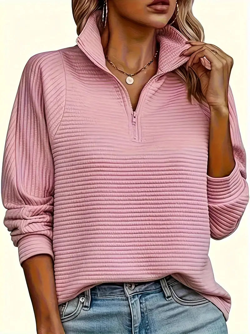 Moderne Damenkleidung | Weicher Pullover mit Reißverschluss