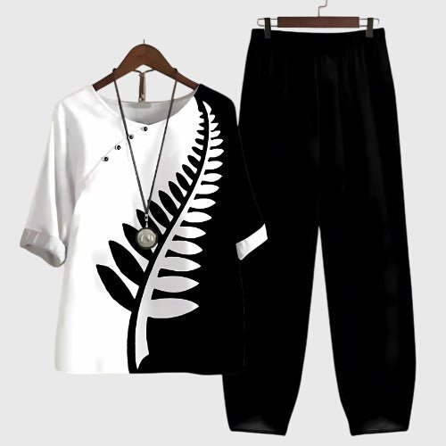 Damen Zweiteiler Set Blumenmuster Sommer
