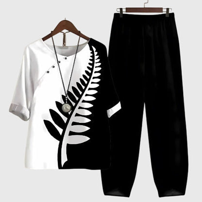 Damen Zweiteiler Set Blumenmuster Sommer