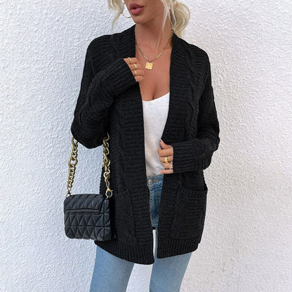 Kuschelige Cardigan Strickjacke Offen Vorne Lockere Passform