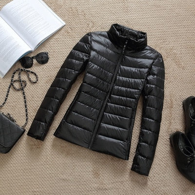 Damen Winterjacke Kurz Glänzend Modisch