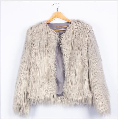 Damen Kunstfelljacke Weich Voluminöser Schnitt Elegantes Design