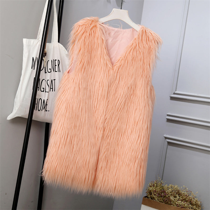 Damen Weste Kunstfell Oversized Stylish