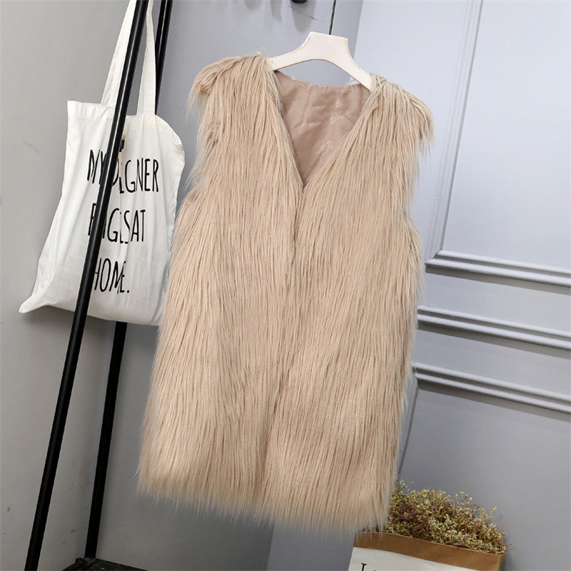 Damen Weste Kunstfell Oversized Stylish