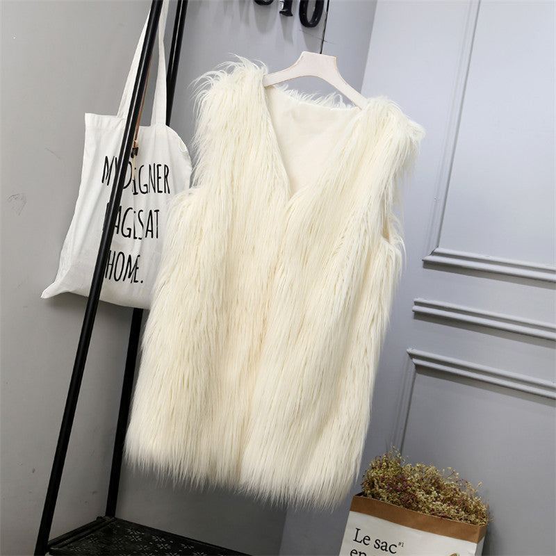 Damen Weste Kunstfell Oversized Stylish