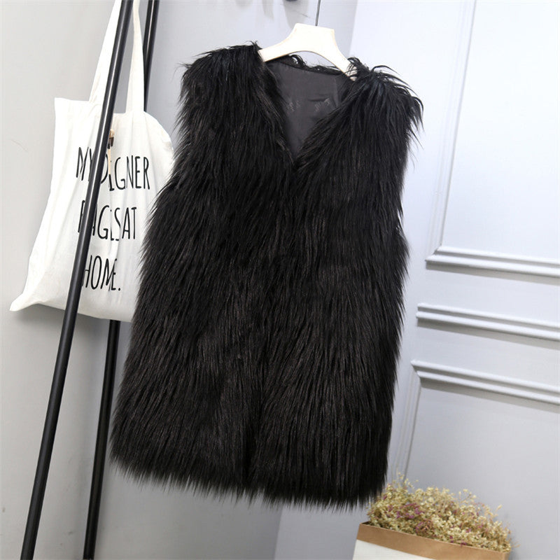 Damen Weste Kunstfell Oversized Stylish