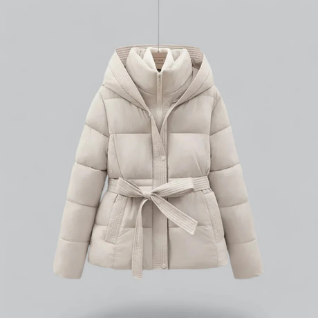 Stylische Daunenjacke Damen Gürtel Kapuze