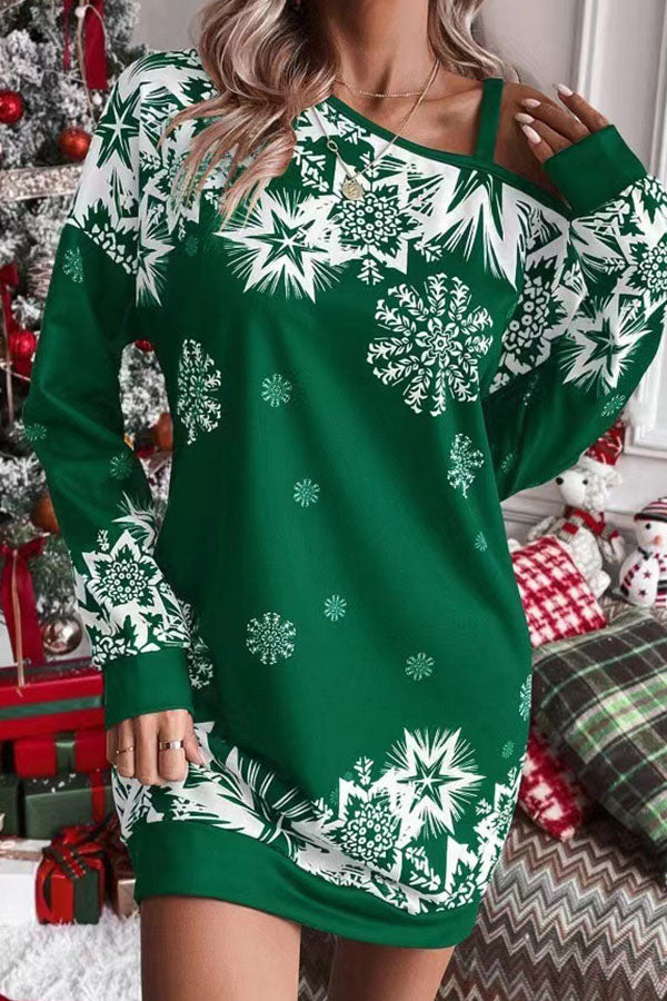 Weihnachtsschneeflocken Sweatkleid Lockere Passform