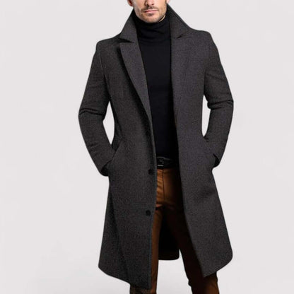 Herren Wintermantel Lang Warm Wollig