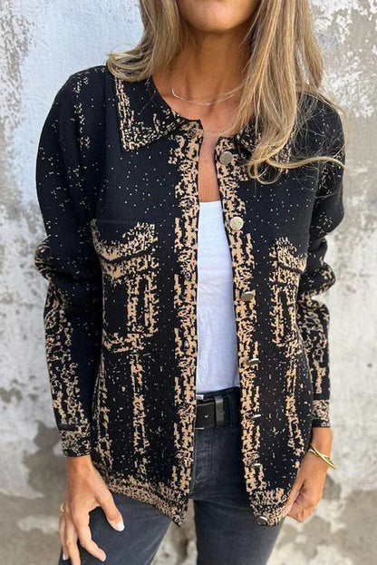 Lässige Lederjacke Mit Metallverschluss