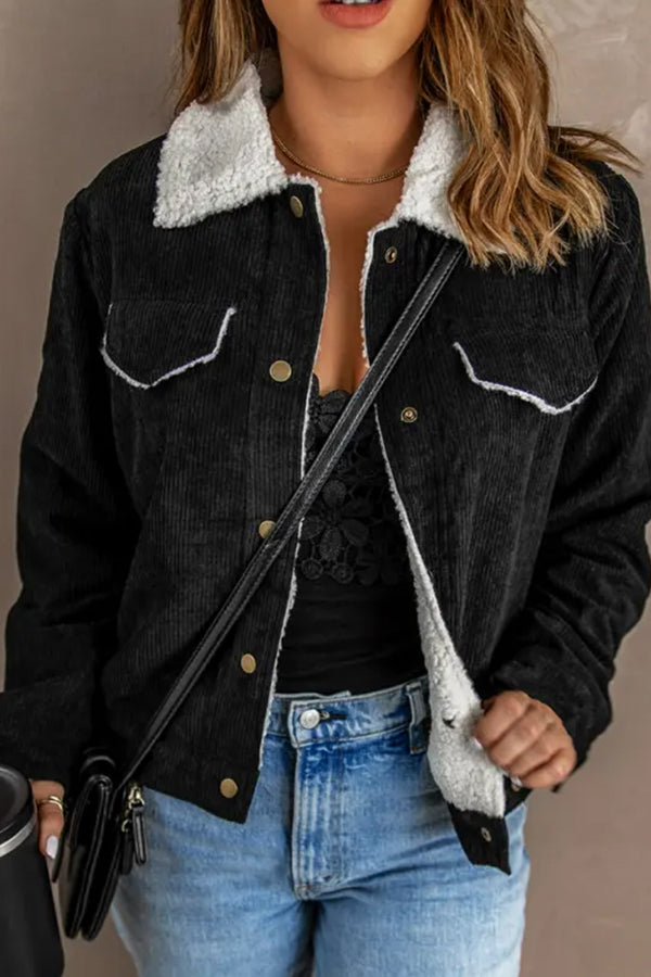 Herren Cordjacke Lambswool Patchwork Elegant