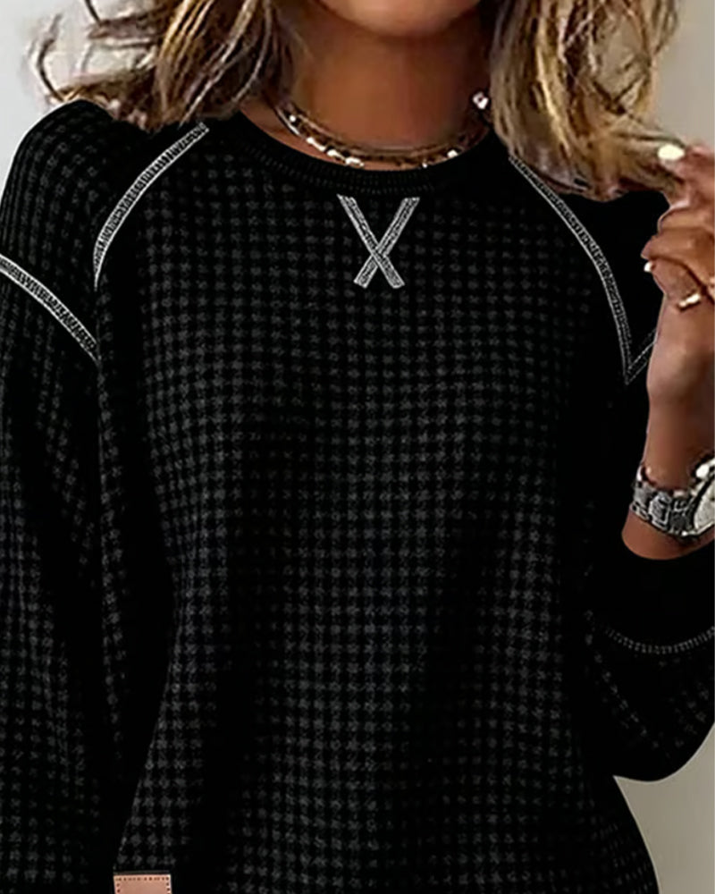 Frauenkleid Rundhals Modern Kontrast - IdealeKleiden
