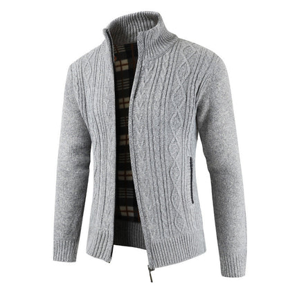 Herren Strickjacke Modern Reißverschluss Stehkragen