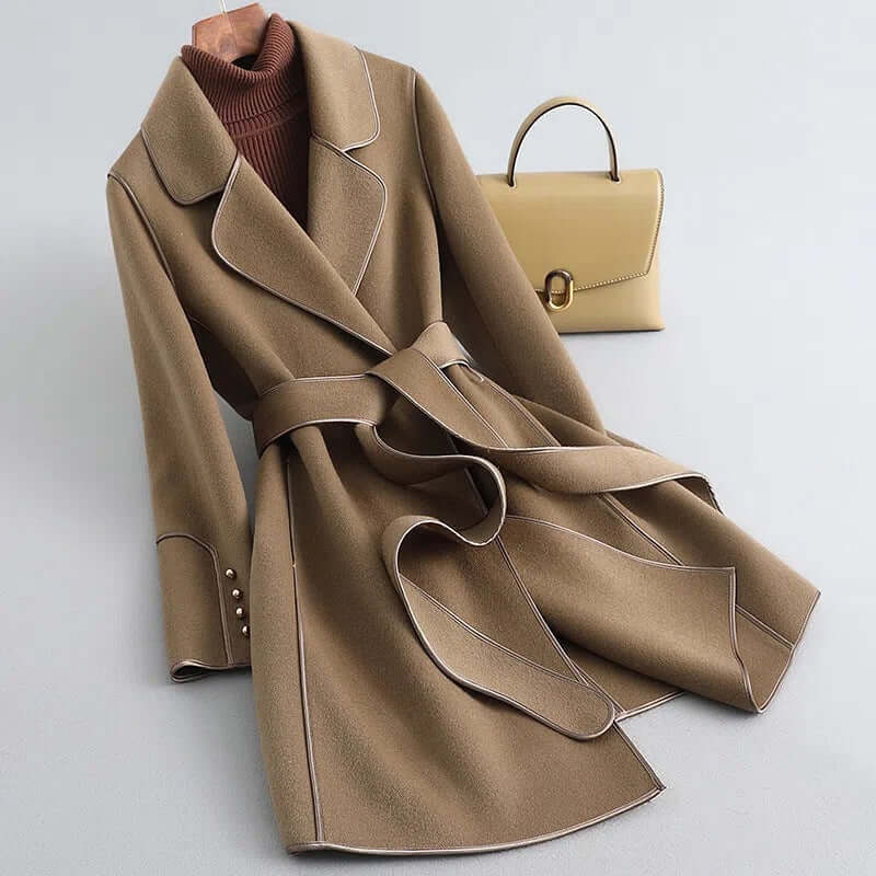 Damen Wollmantel Lang Elegant Winter