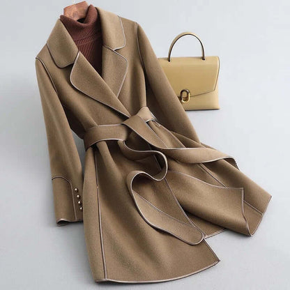 Damen Wollmantel Lang Elegant Winter