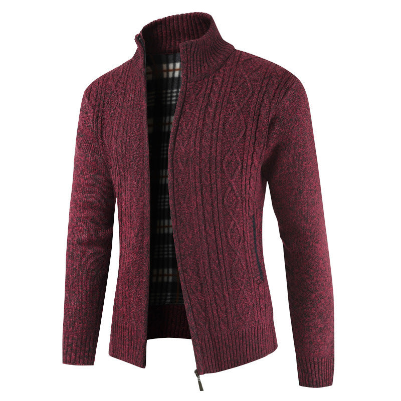 Herren Strickjacke Modern Reißverschluss Stehkragen