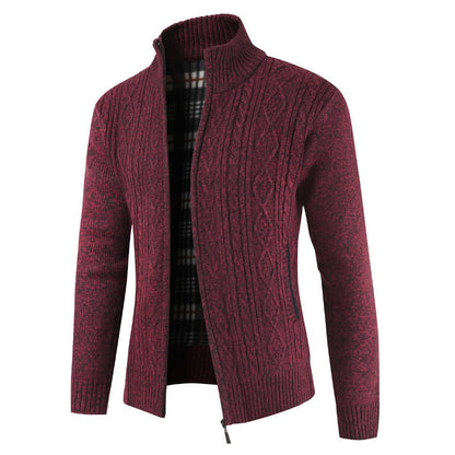 Herren Strickjacke Modern Reißverschluss Stehkragen