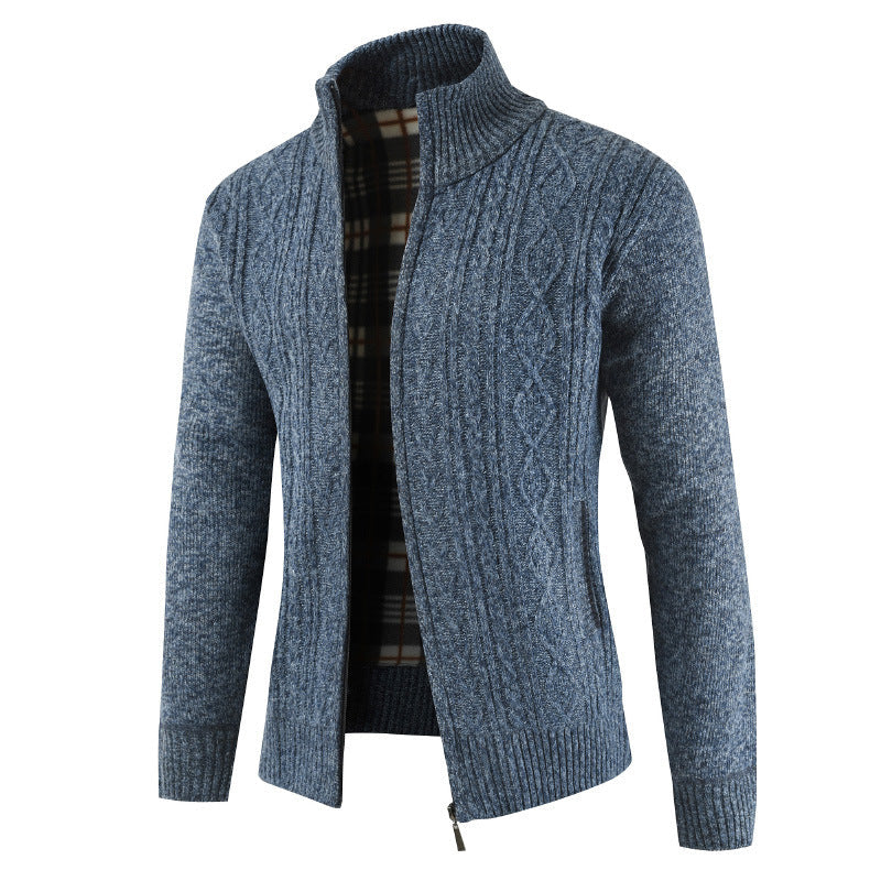 Herren Strickjacke Modern Reißverschluss Stehkragen