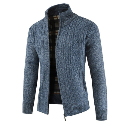Herren Strickjacke Modern Reißverschluss Stehkragen