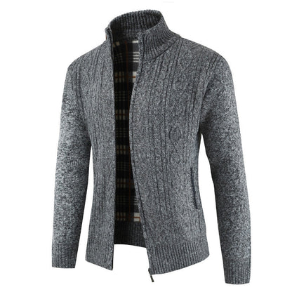 Herren Strickjacke Modern Reißverschluss Stehkragen