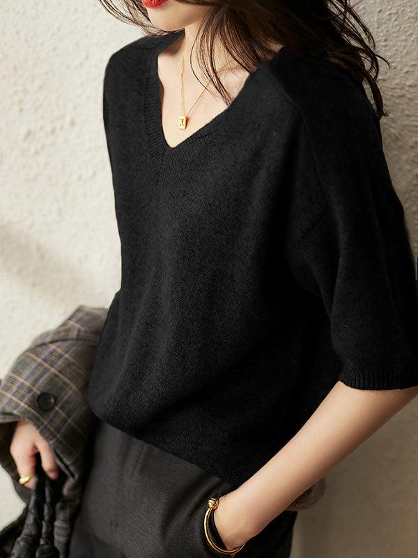 Weicher Damen Pullover Cashmere Elegant V-Ausschnitt