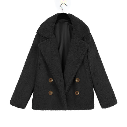 Damen Boucle-Jacke Weich Doppelknopf Elegant