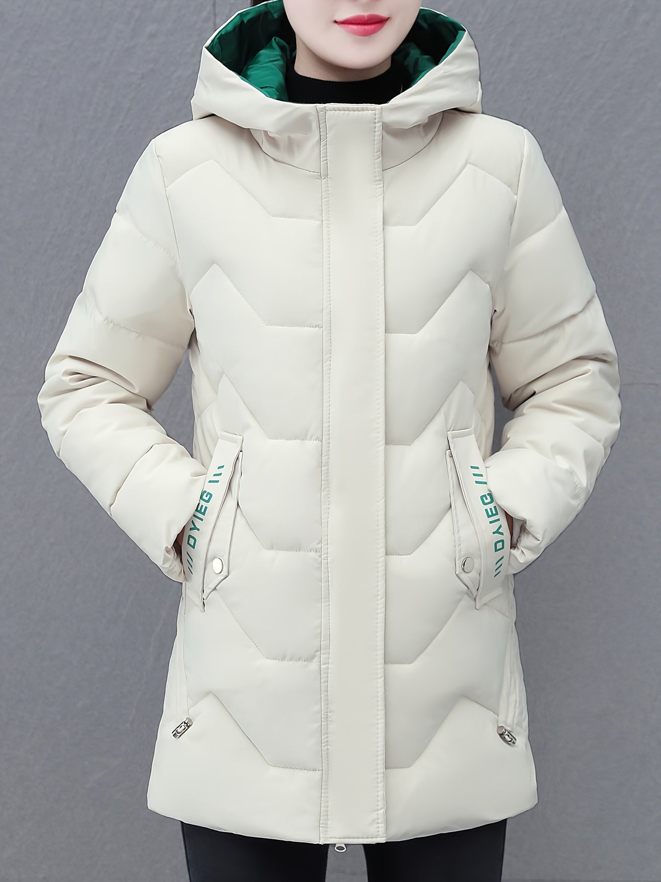 Damen Winterjacke Mittellang Gepolstert Warm