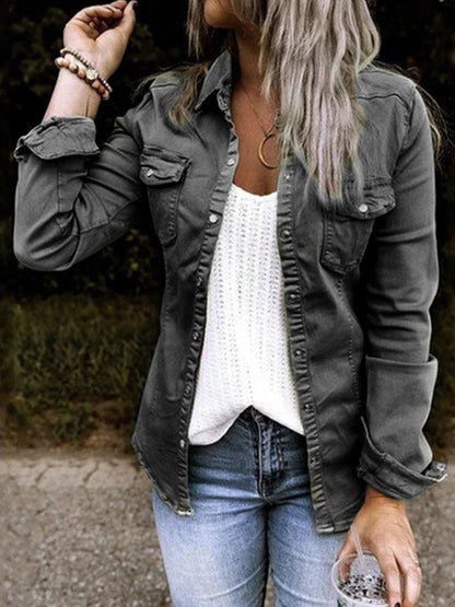 Vintage Denimjacke Trendy Frauen