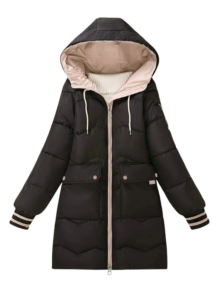 Klassische Steppjacke Damen Warm Kapuze