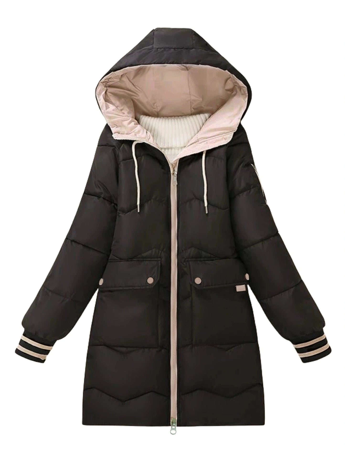 Warme Winterjacke Damen Lässig Kapuze - IdealeKleiden