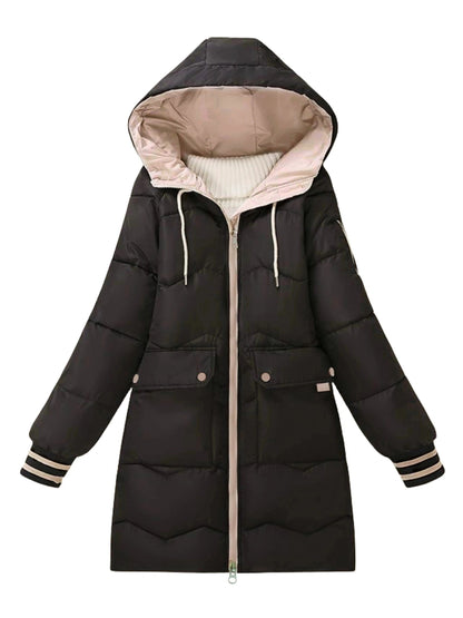 Warme Winterjacke Damen Lässig Kapuze - IdealeKleiden