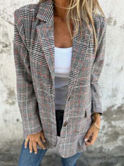Stilvoller Damen Winterblazer Karomuster