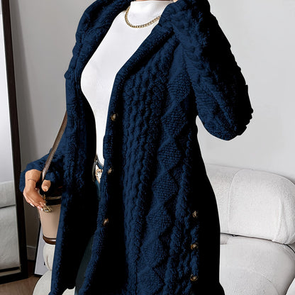 Elegante Damenjacke Lang Mit Kapuze Maritim Stil