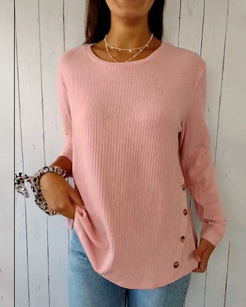 Weiches Strickoberteil Rundhals Damen