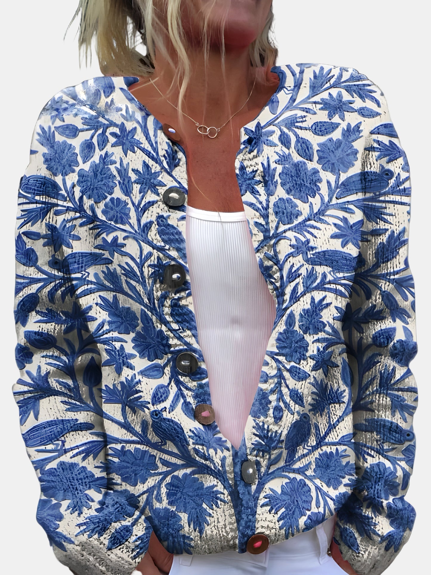 Eleganter Blumen Cardigan Damen - IdealeKleiden
