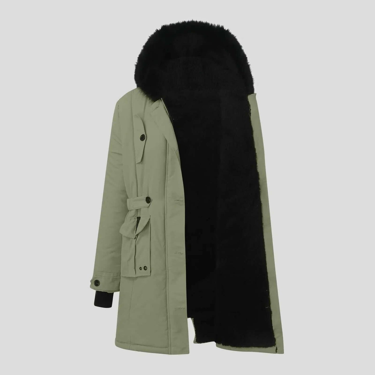 Damen Winterparka Luxus Kunstfell Mantel - IdealeKleiden