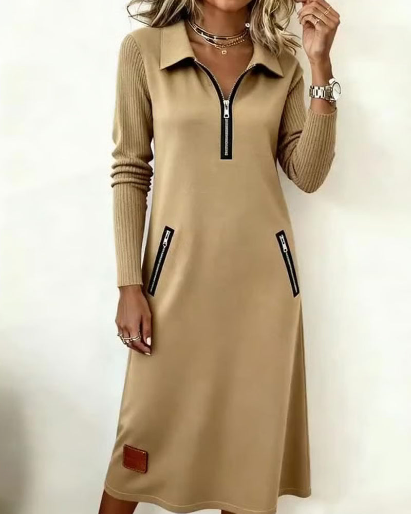 Elegante Damenkleid Reverskragen Shift Dress