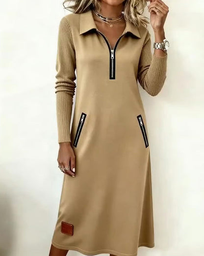 Elegante Damenkleid Reverskragen Shift Dress