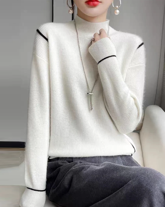 Eleganter Rollkragen Pullover Schlicht Stil - IdealeKleiden