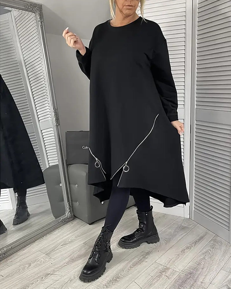 Übergrößenes Kleid Mit Reißverschluss Eleganz - IdealeKleiden
