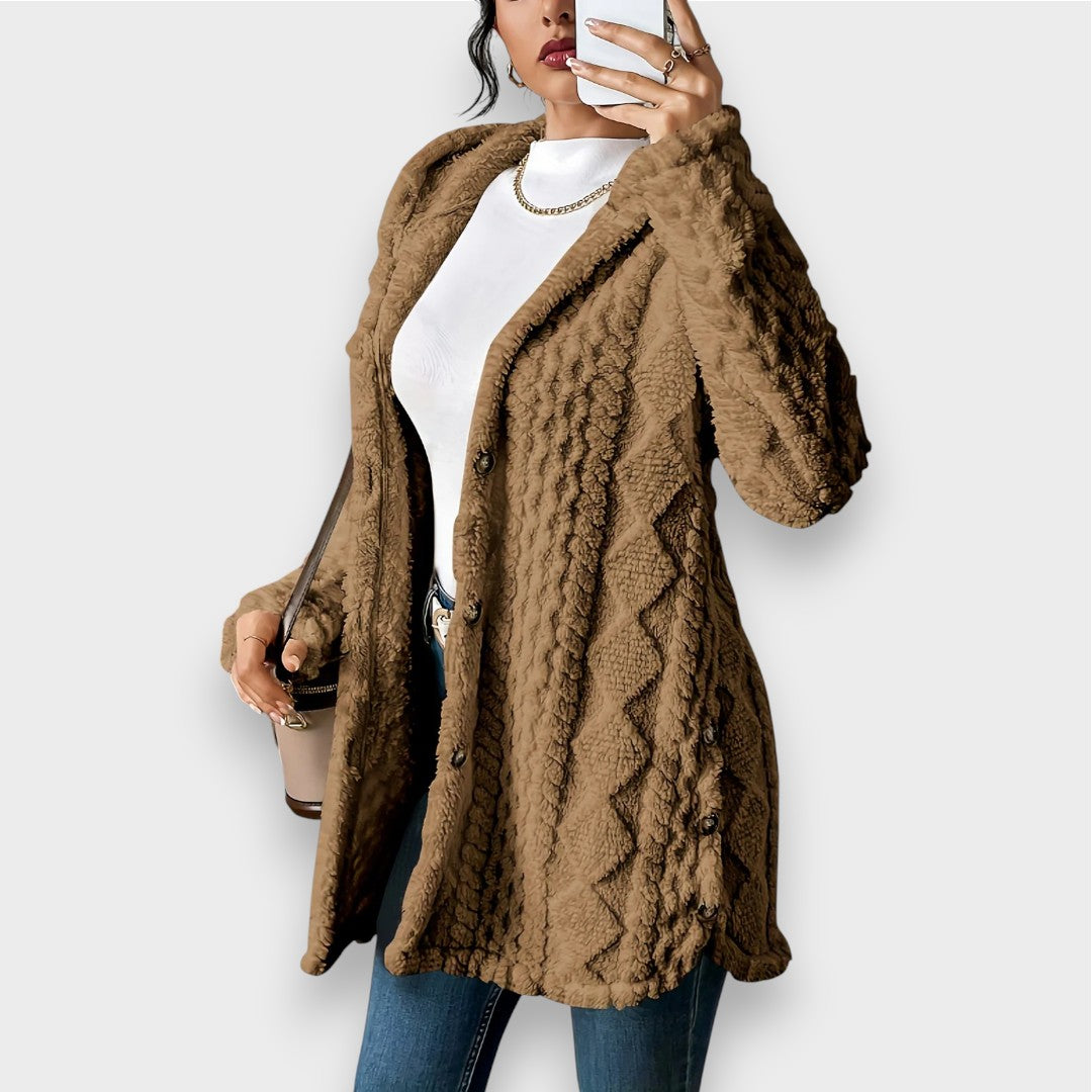 Weicher Plüsch Pullover Kapuzencardigan Damen