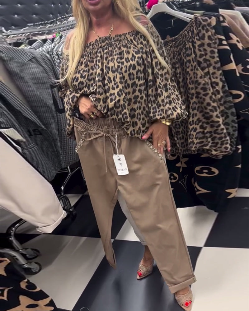Stilvolle Bluse Leopard Muster Damen
