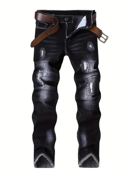 Röhrenjeans Lässig Zerrissen Destroyed Style - IdealeKleiden