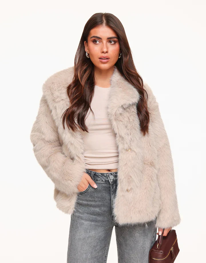 Stylische Kunstpelz-Jacke Damen