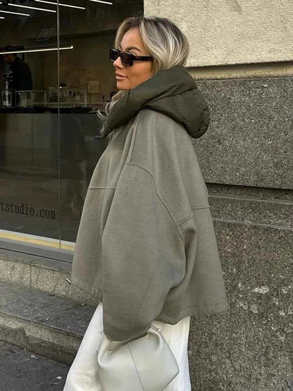 Übergroße Steppjacke Mit Kapuze Bequem