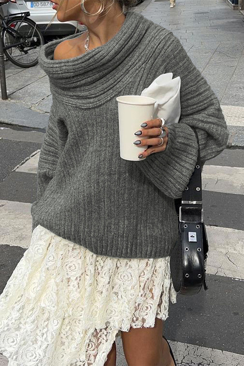 Weiches Winterkleid Grobstrick Pullover