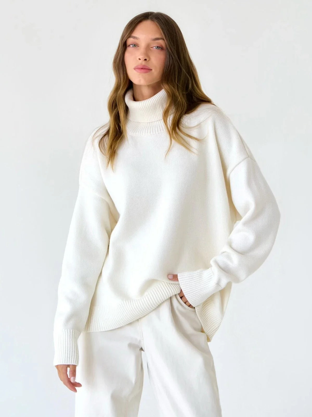 Weicher Oversize Pullover Rollkragen Damen